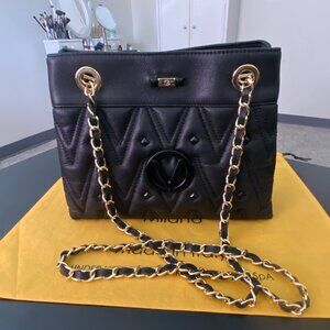 Valentino Quilted Medium Shoulder Bag w/Gold Braided Chain in NAPPA Leather